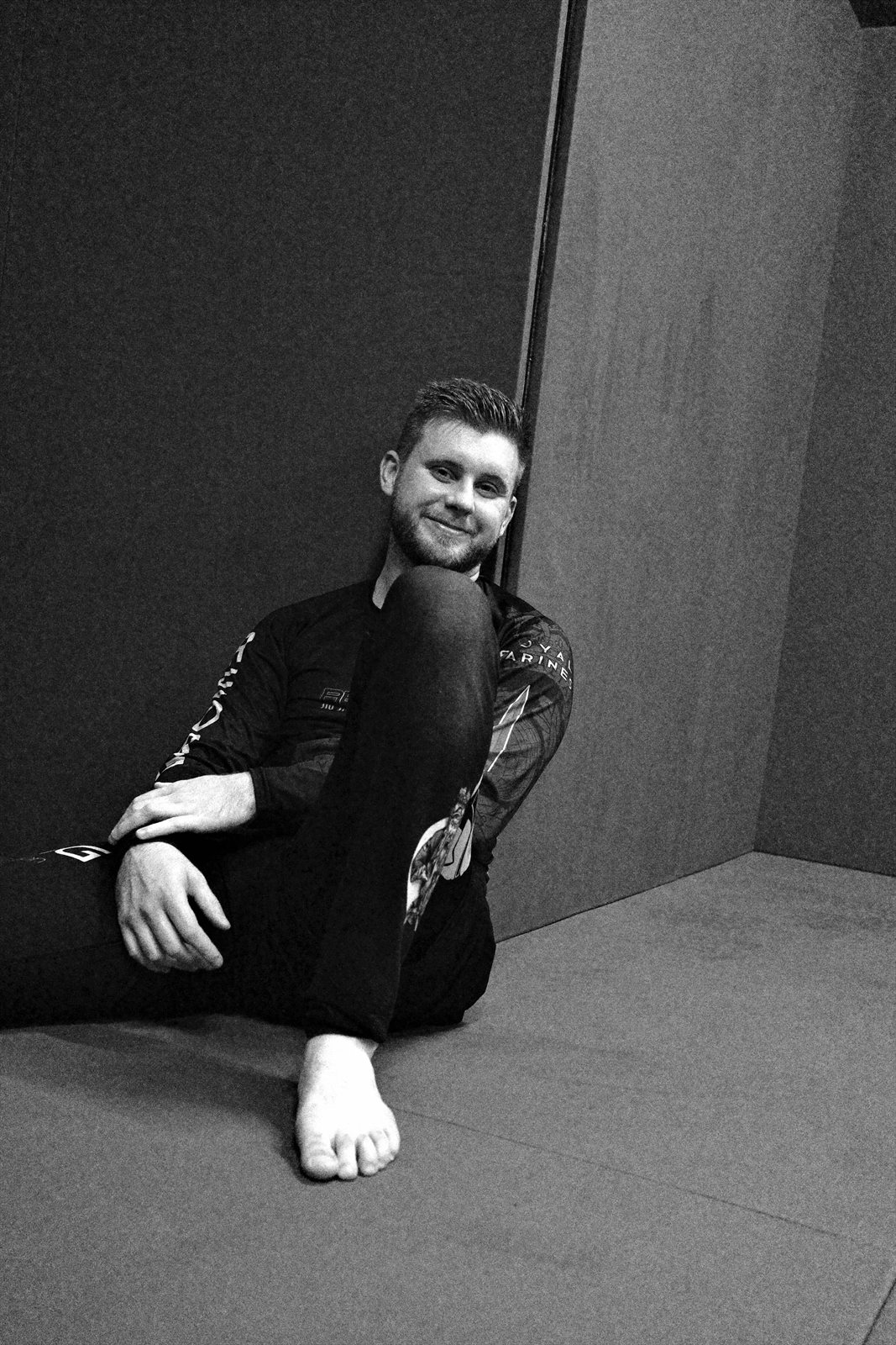 Sitting on the mats after Brazilian Jiu-Jitsu