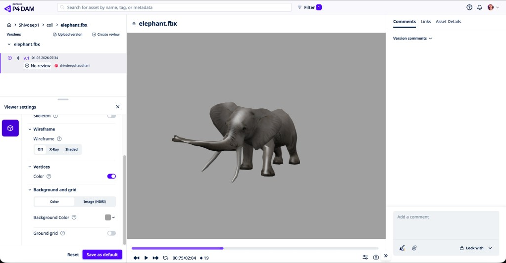 Before: P4 DAM 3D viewer with flat grey background