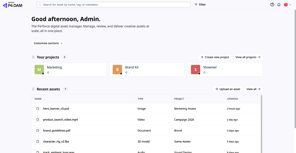 After: redesigned P4 DAM dashboard